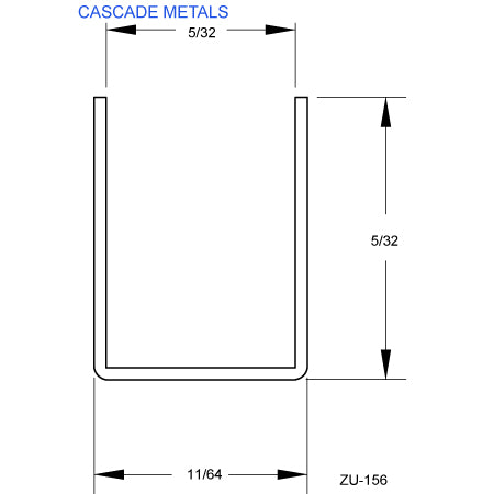 Perfil en U de zinc de 3/16 pulg.
