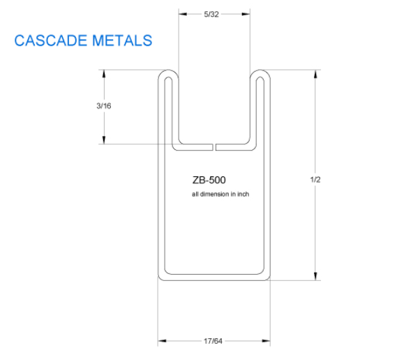 CAS ZB500 1/2 in. Border U Zinc Came
