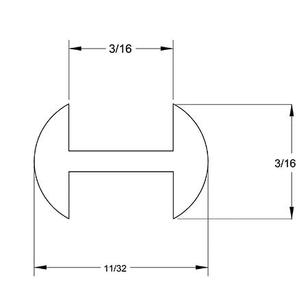 3/16 x 3/16 in. H-Round Lead Came