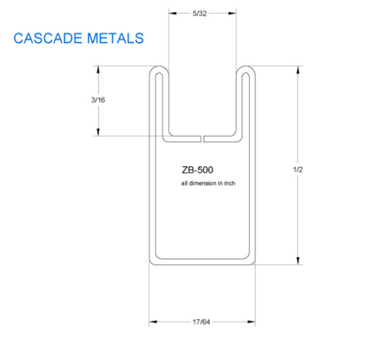 CAS ZB500 1/2 in. Border U Zinc Came
